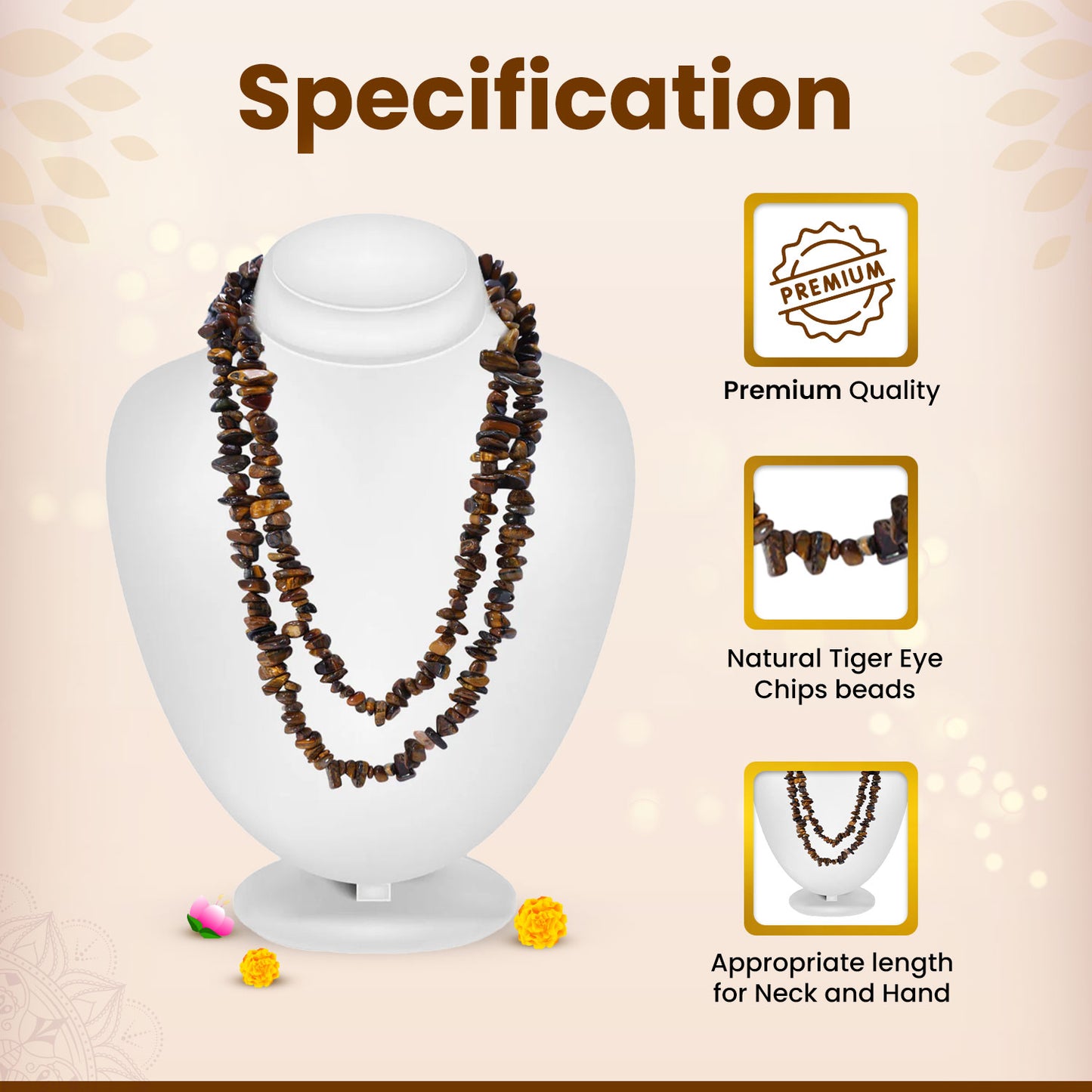 Tiger Eye Chips Mala