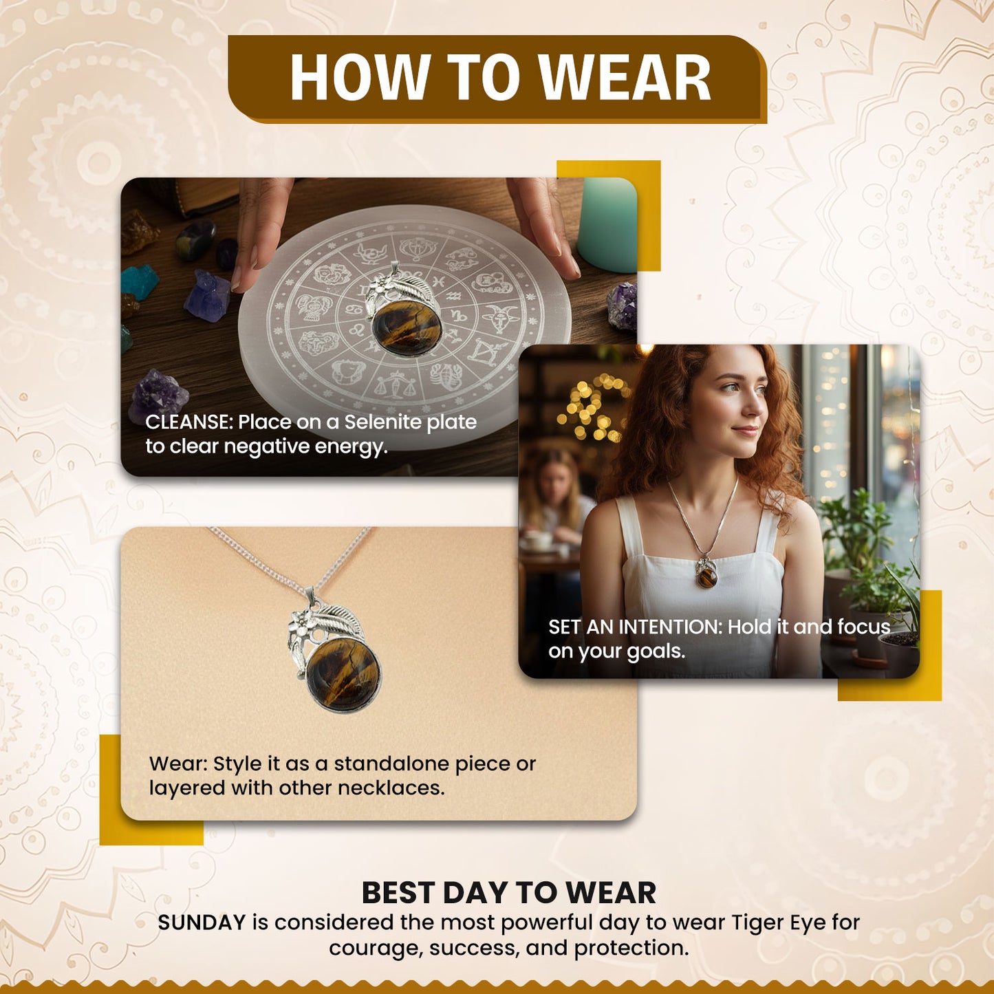 Tiger Eye Crystal Round Pendant