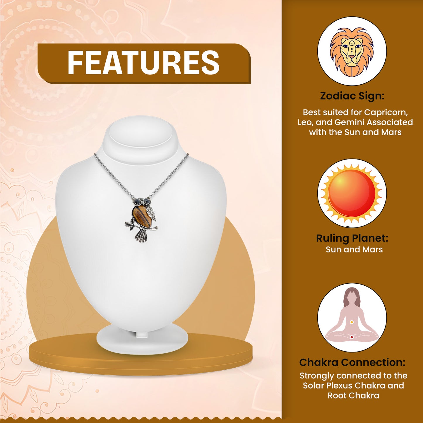 Tiger Eye Owl Pendant