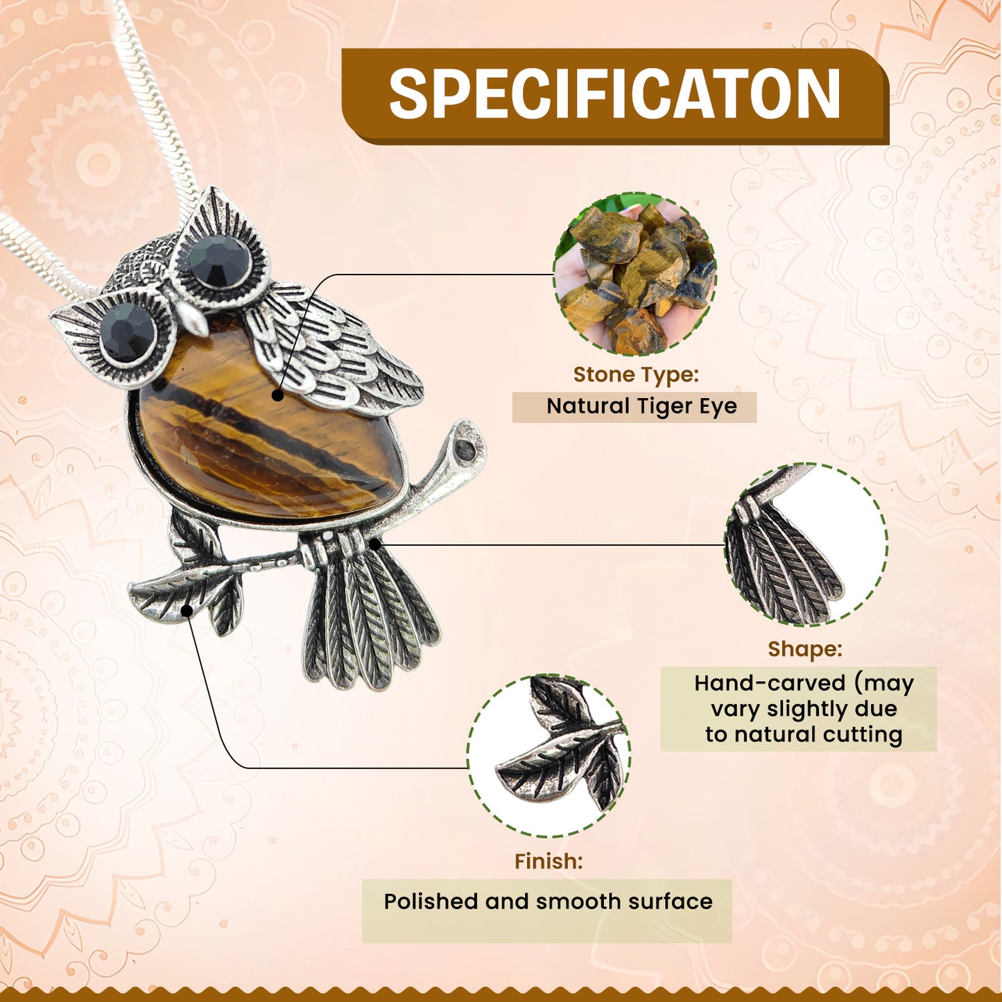 Tiger Eye Owl Pendant