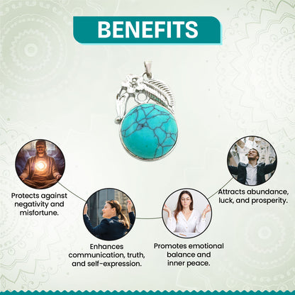 Turquoise Crystal Round Pendant