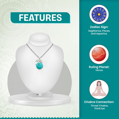 Turquoise Crystal Round Pendant