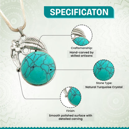 Turquoise Crystal Round Pendant