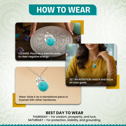 Turquoise Crystal Round Pendant