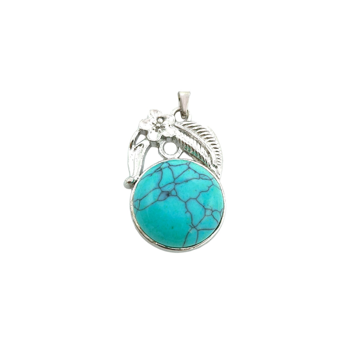 Turquoise Crystal Round Pendant