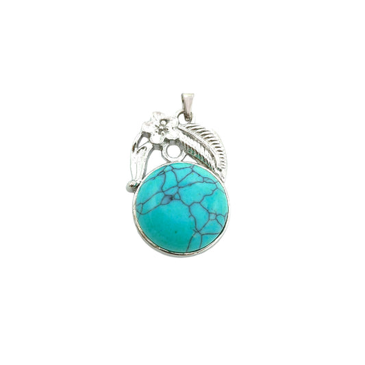Turquoise Crystal Round Pendant