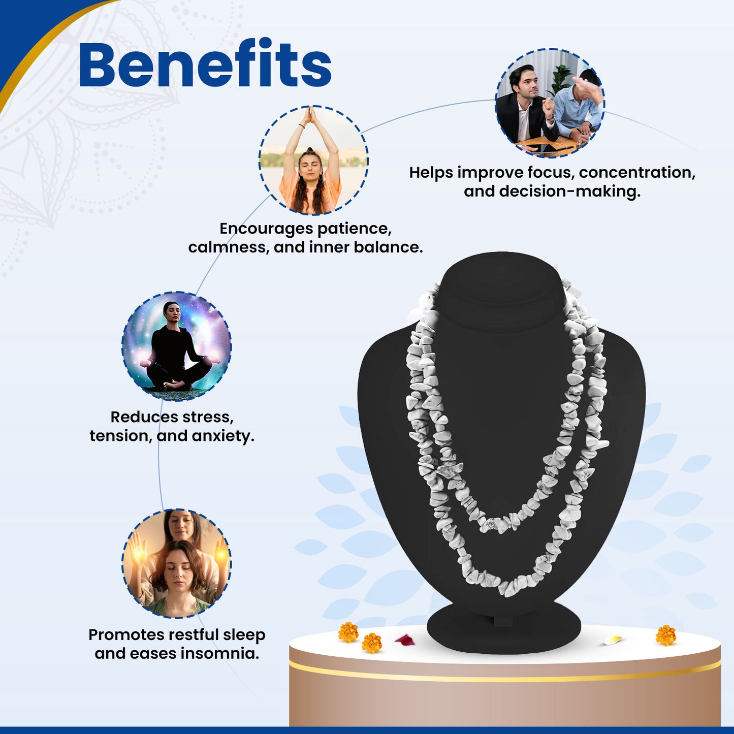 White Howlite Chips Mala