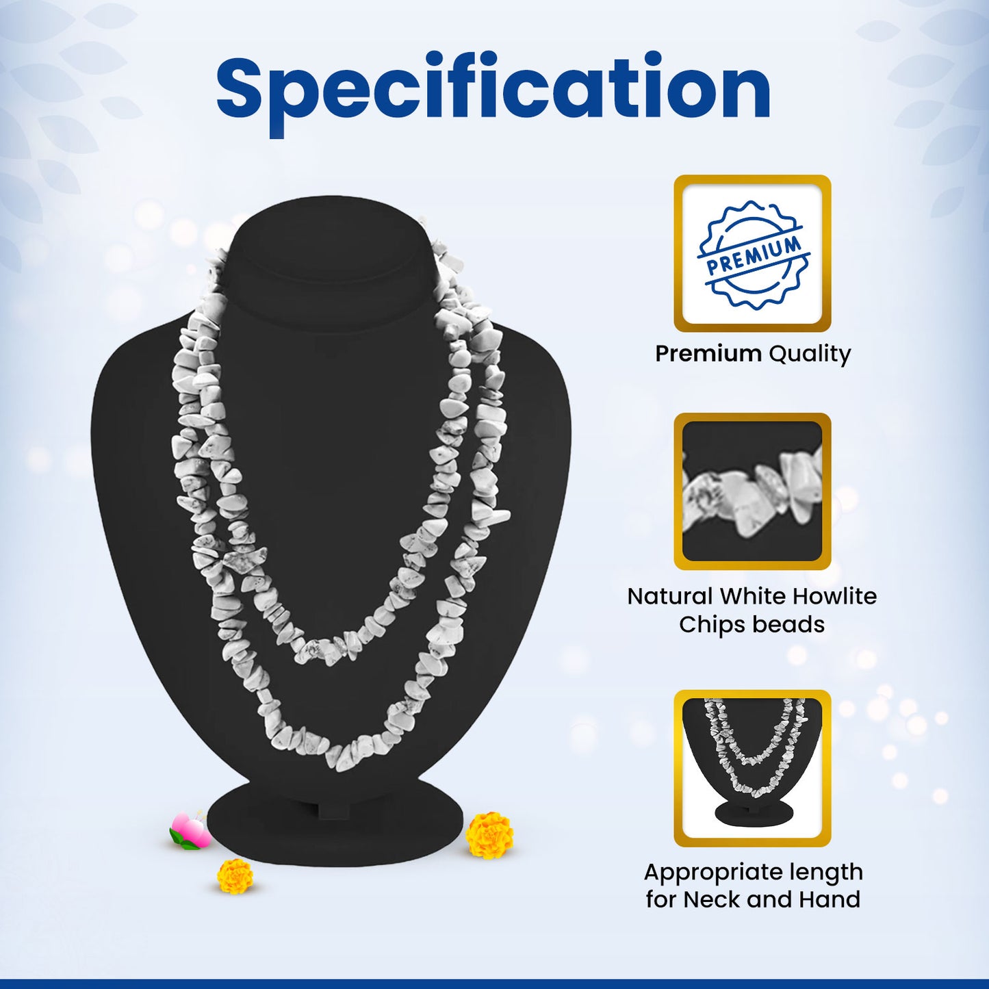 White Howlite Chips Mala