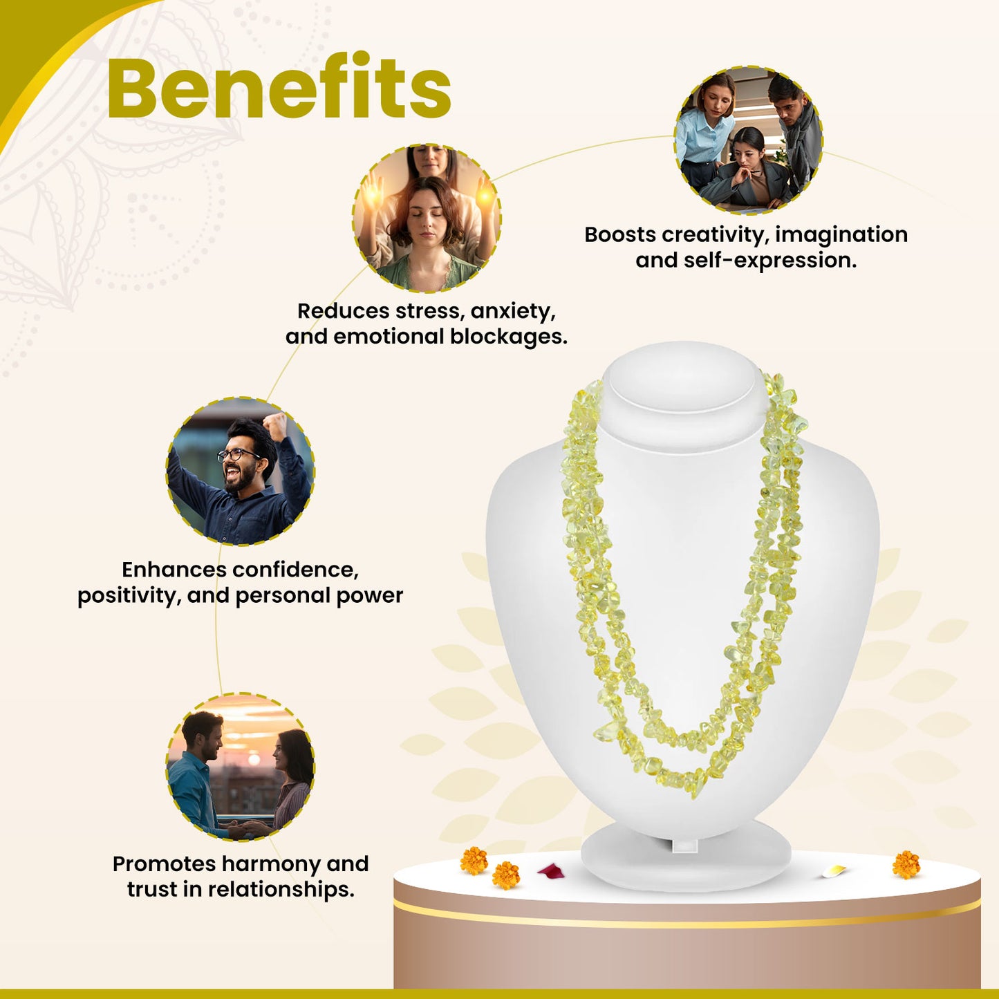 Yellow Opal Chips Mala