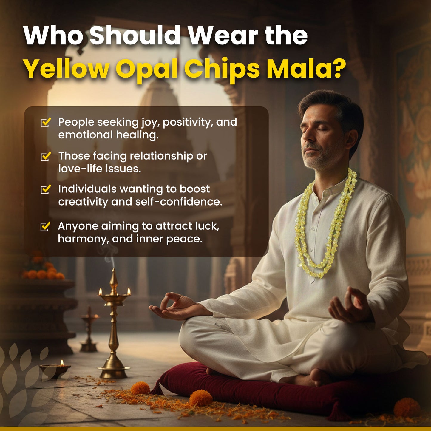 Yellow Opal Chips Mala