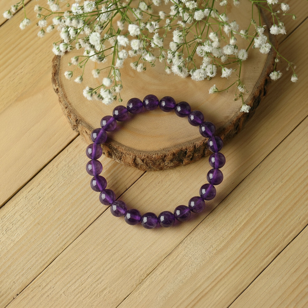 Amethyst AAA Bracelet Meditation & Concentration-(8mm)