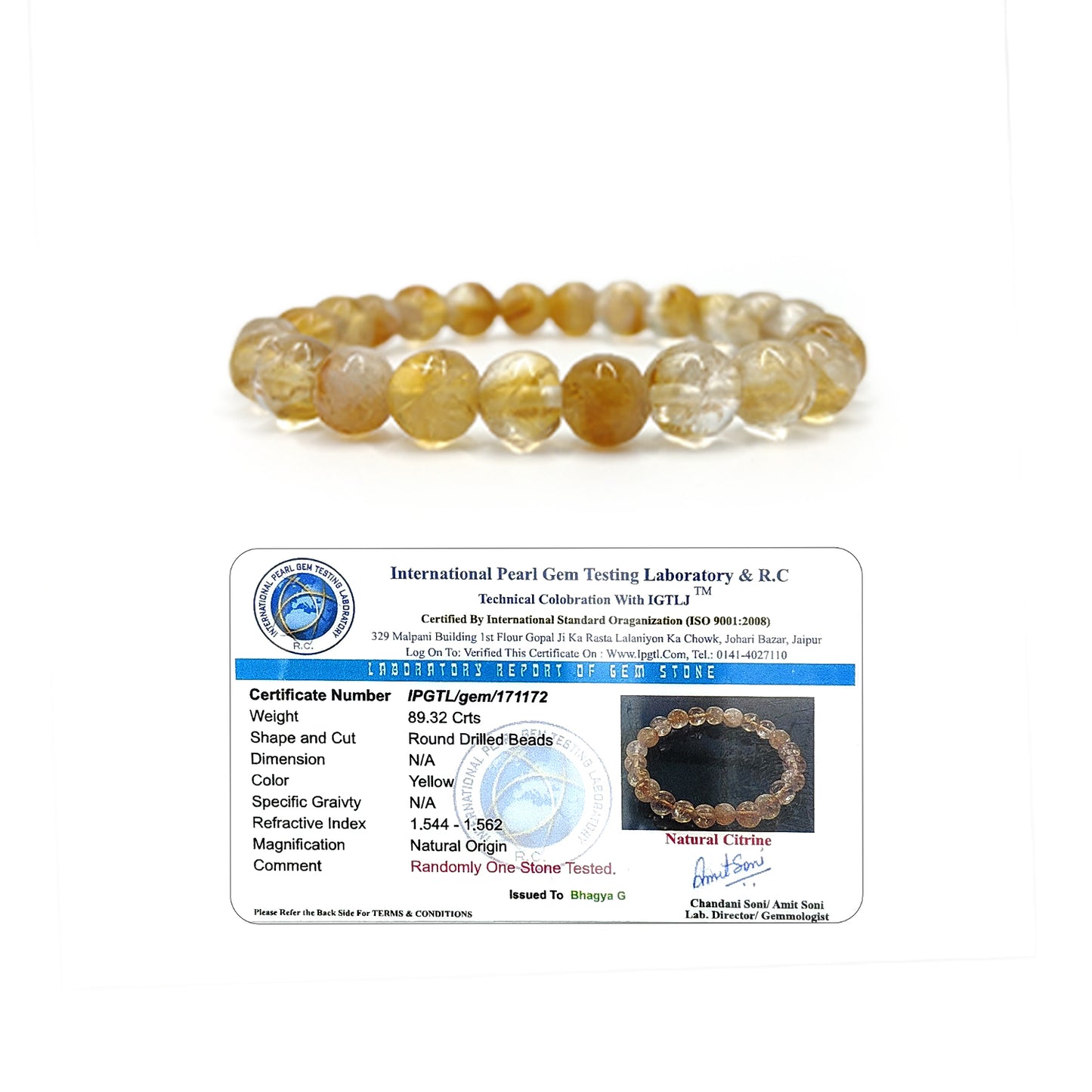 Citrine Bracelet For Prosperity & Success-(8mm)