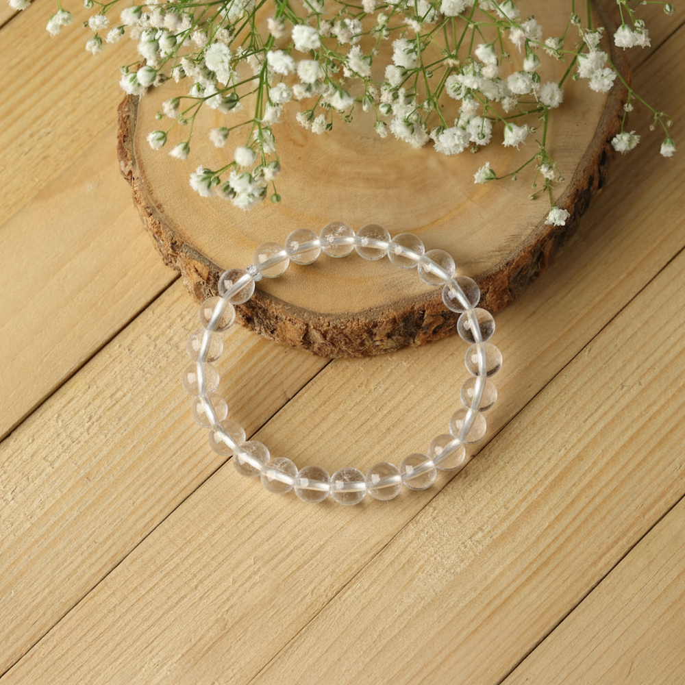 Clear Quartz AAA Quality Diamond Cut Bracelet To Dispelling Negative Energy-(8mm)