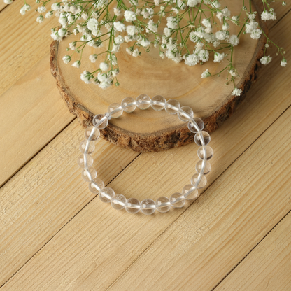 Clear Quartz AAA Quality Diamond Cut Bracelet To Dispelling Negative Energy-(8mm)