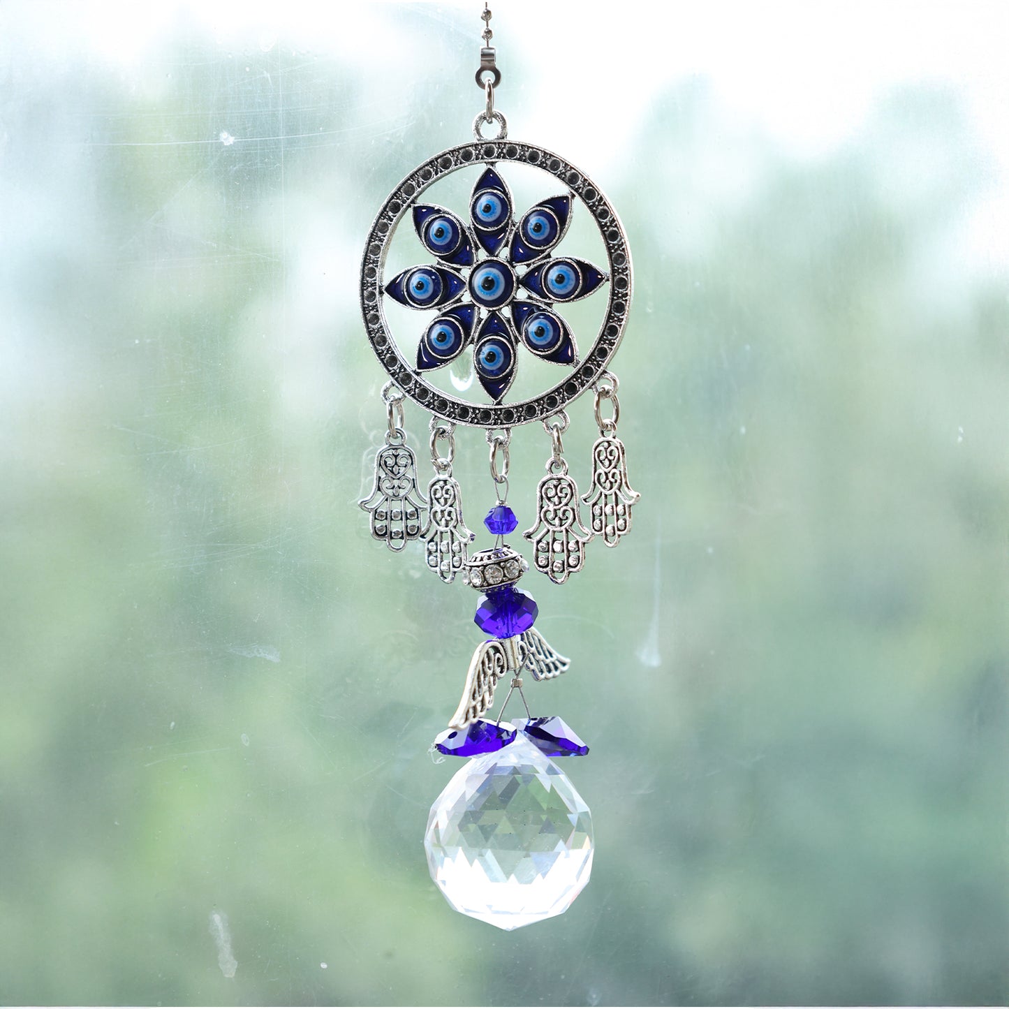 Evil Eye Wild Chime with Crystal Ball Hanging
