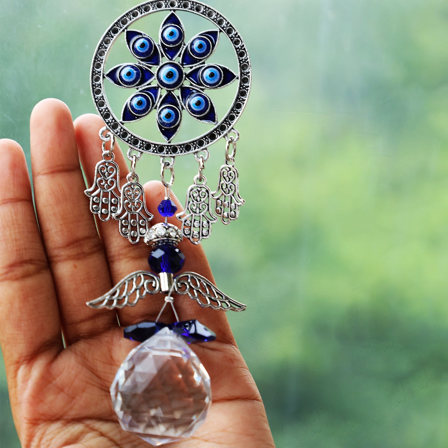 Evil Eye Wild Chime with Crystal Ball Hanging