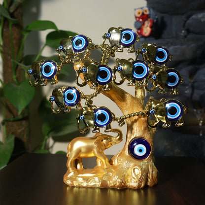 Golden Elephant Evil Eye Tree