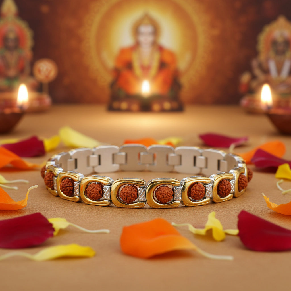 Golden Silver Rudraksha Bracelet