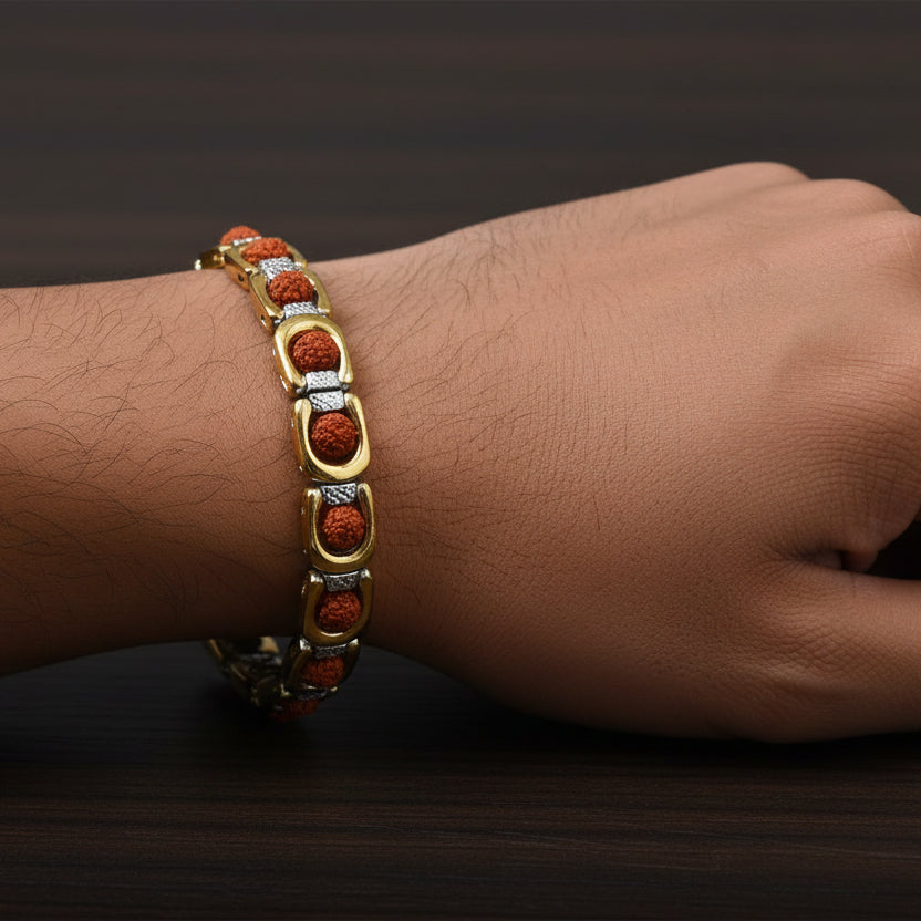 Golden Silver Rudraksha Bracelet