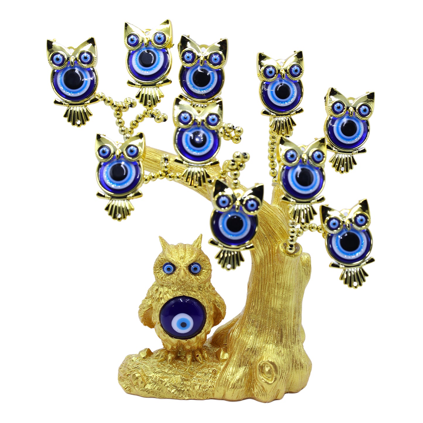 Golden Owl with Child Evil Eye Tree