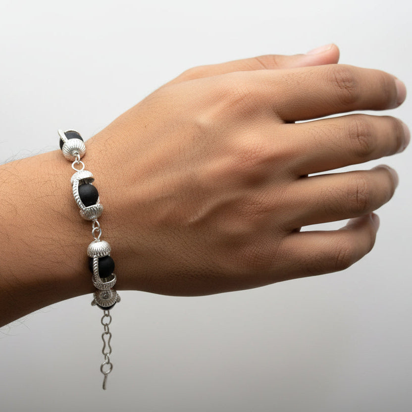 Original Karungali Bracelet With Silver Cap