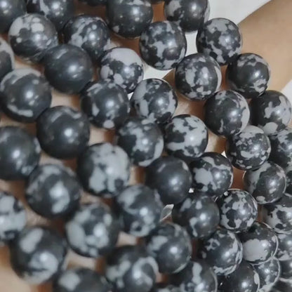 Snow Flake Obsidian Mala