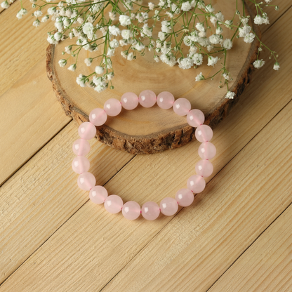 Rose quartz Bracelet For Unconditional Love-(8mm)