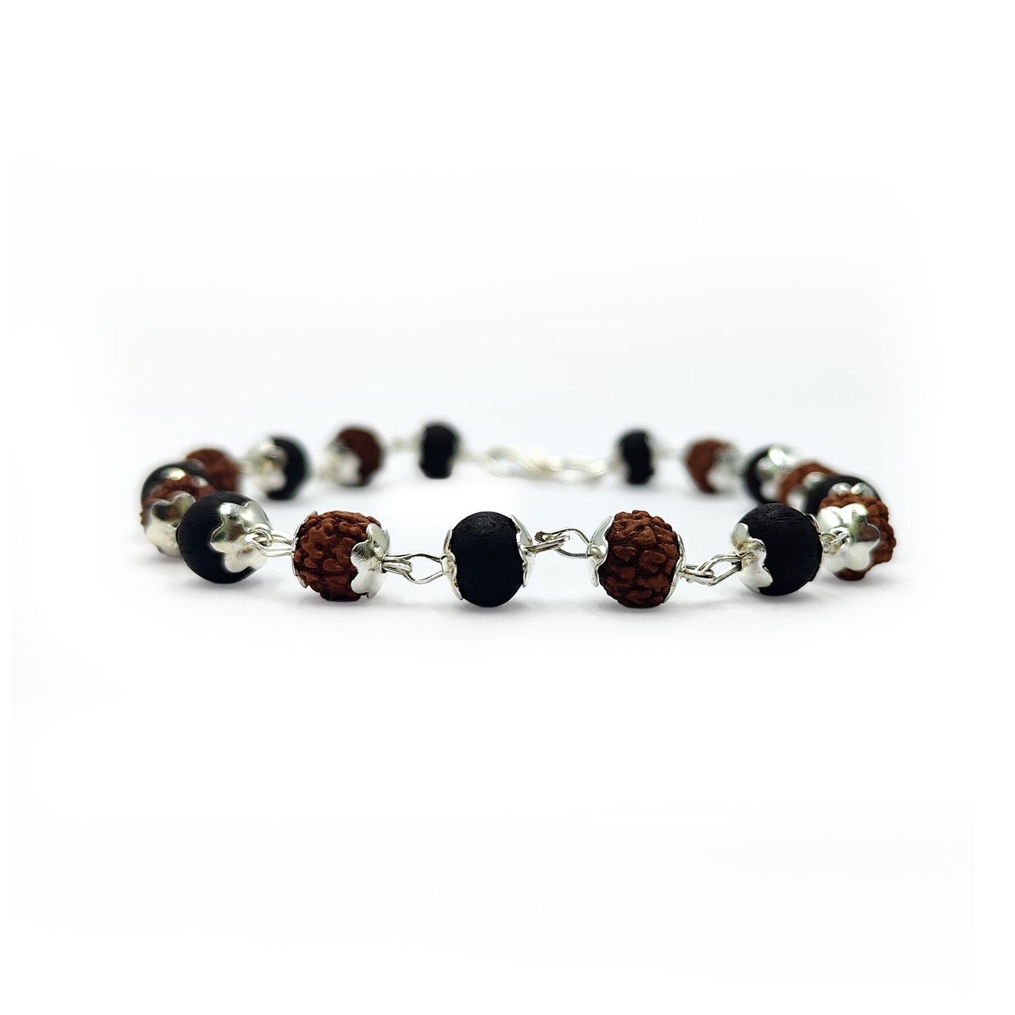 Rudraksha Karungali Silver Capping Bracelets