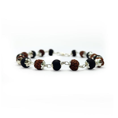 Rudraksha Karungali Silver Capping Bracelets