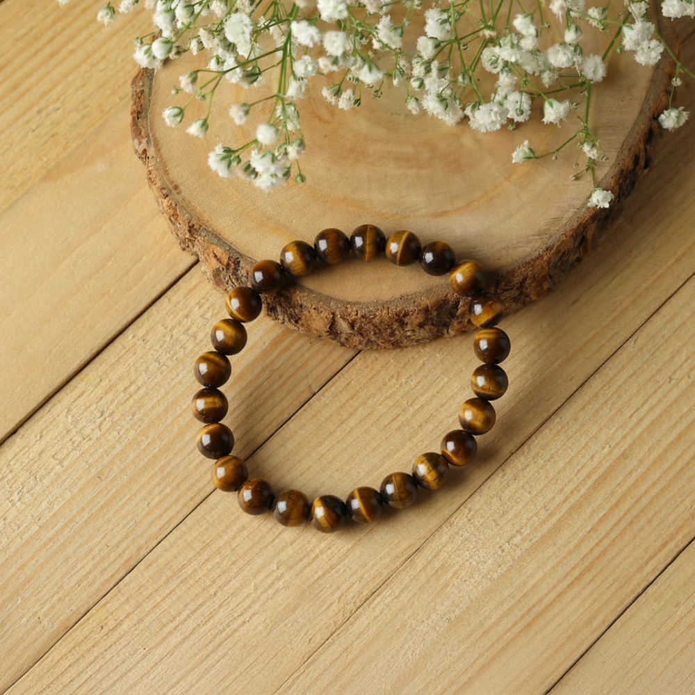 Tiger Eye Bracelet For Willpower & Protection-(8mm)