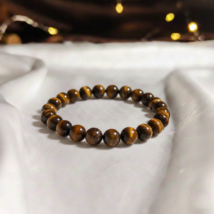 Tiger Eye Bracelet For Willpower & Protection-(8mm)