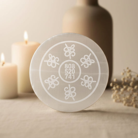 Selenite Zibu Symbols Plate